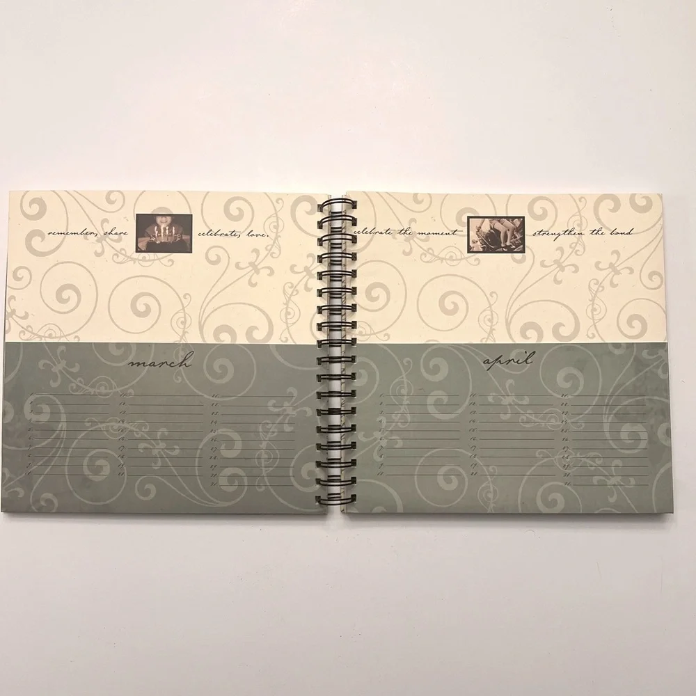 Unique Green & Cream Portfolio for Cards & Letters a Pocket for Each Month NWOT